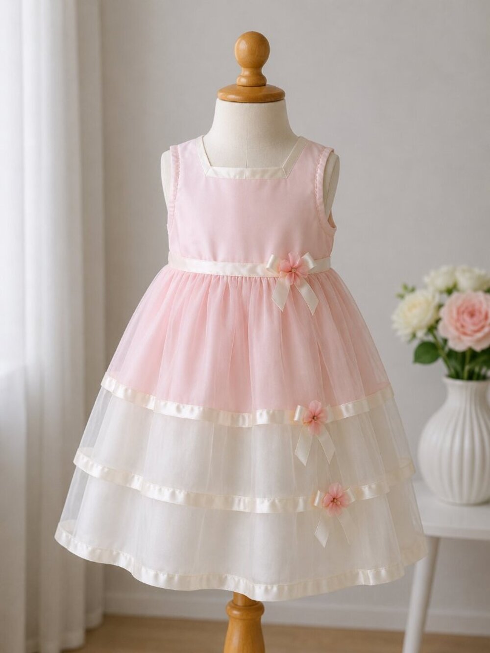 BONNIE JEAN Girls Size 3T Spring Summer Formal Dress Pastel Colors EUC